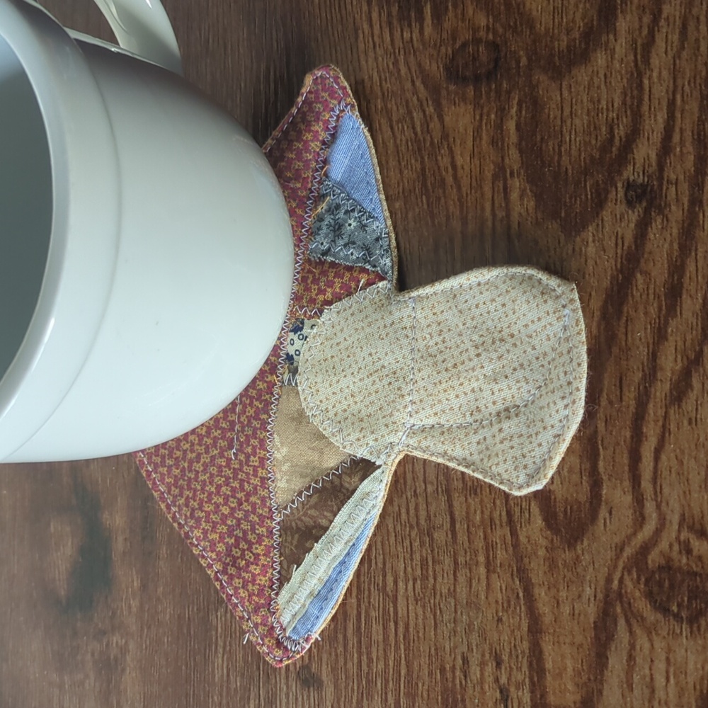 Handmade Mushroom Red Brown Coaster Mug Rug